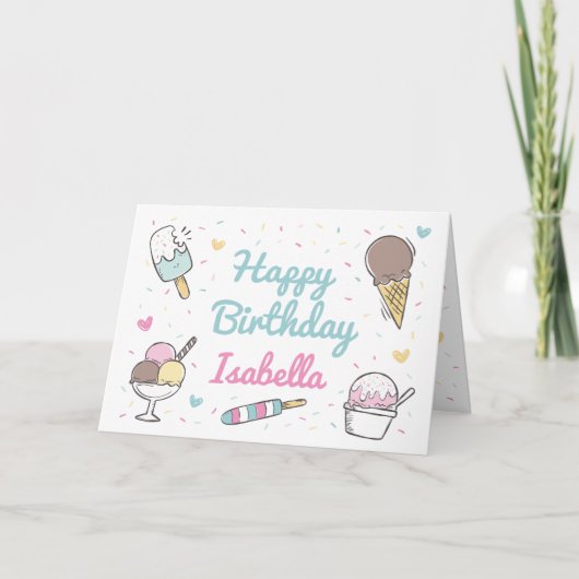 Ice Cream Sweet Celebration Happy Birthday Kaart (Voorkant)