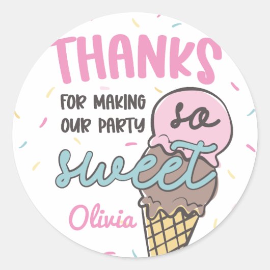 Ice Cream Sweet Celebrday Dankuwel Ronde Sticker (Voorkant)