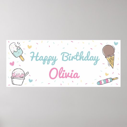 Ice Cream Sweet Celebrday Party Any Age Poster (Voorkant)