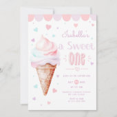 Ice cream Sweet Een 1e verjaardagsfeestje Kaart (Voorkant)