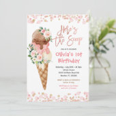 Ice Cream Sweet One Birthday Kaart (Staand voorkant)