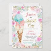 Ice Cream Sweet ONE Birthday Uitnodiging (Voorkant)
