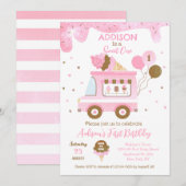 Ice Cream Sweet One First 1st Birthday Invitations Save The Date (Voorkant / Achterkant)
