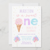 Ice Cream Sweet One First Birthday Kaart (Voorkant)