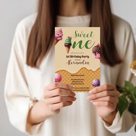 Ice Cream Sweet One First Birthday Kaart