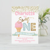 Ice Cream Sweet One Gold Sprinkles 1e verjaardag Kaart (Staand voorkant)