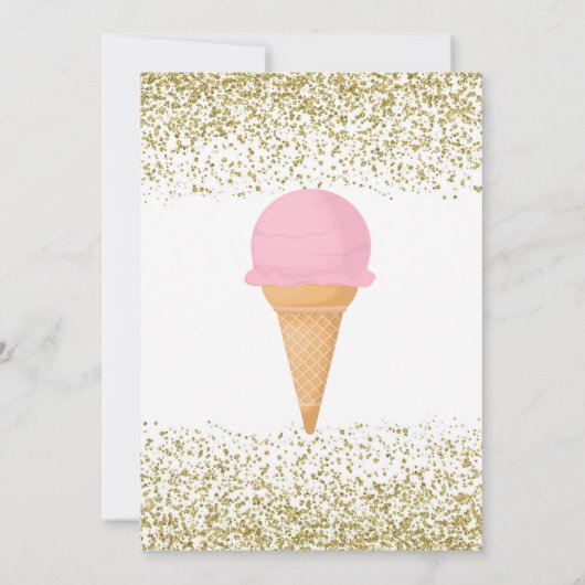 Ice Cream Sweet One Gold Sprinkles 1e verjaardag Kaart (Achterkant)