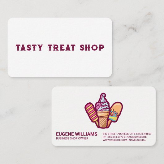 Ice Cream Sweet Popsicle Treats | Desserts  Visitekaartje (Voorkant / Achterkant)