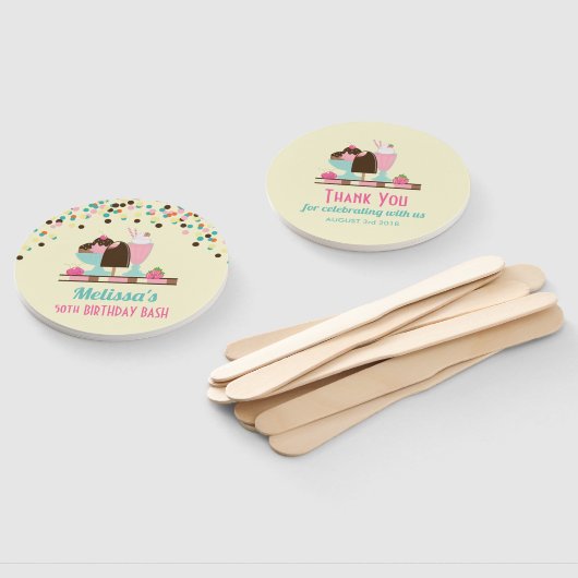 Ice Cream Sweet trakteert op verjaardags bash Handwaaier (Niet-gemonteerd)