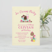 Ice Cream Sweet Treat Verjaardagsfeestje Kaart (Staand voorkant)