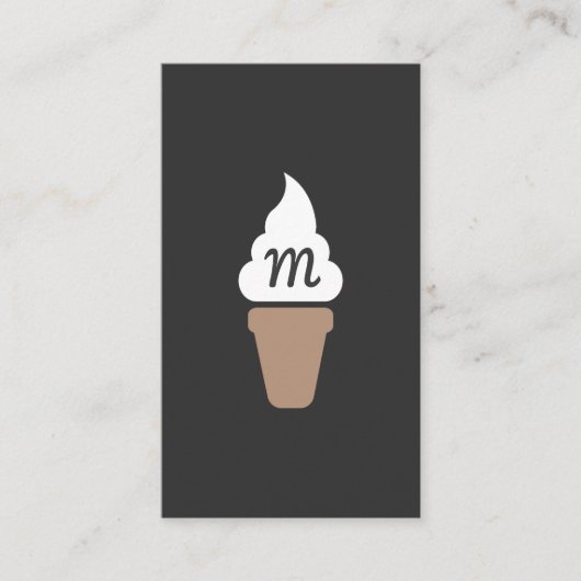 Ice Cream Swirl Icon grijs met Monogram Visitekaartje (Voorkant)