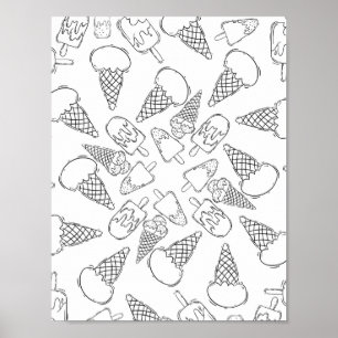 Ice Cream Swirl - Kleurenpagina Poster