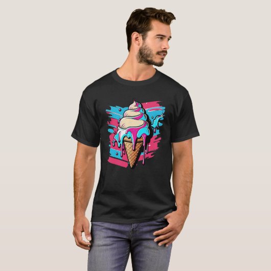 Ice Cream Synthwave 80s Retrowave Aesthetic  1 T-shirt (Voorkant volledig)