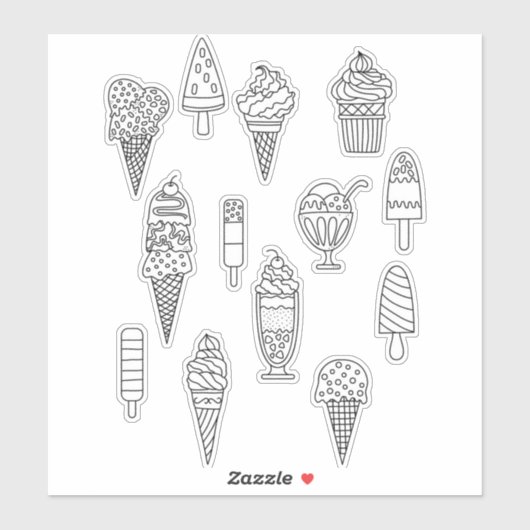 Ice Cream-tekensticker Sticker (Vel)