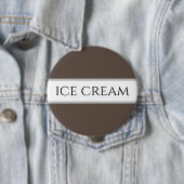 ICE CREAM Text Fun Chocolate Bruin Witte Strepen Ronde Button 4,0 Cm (In situ)