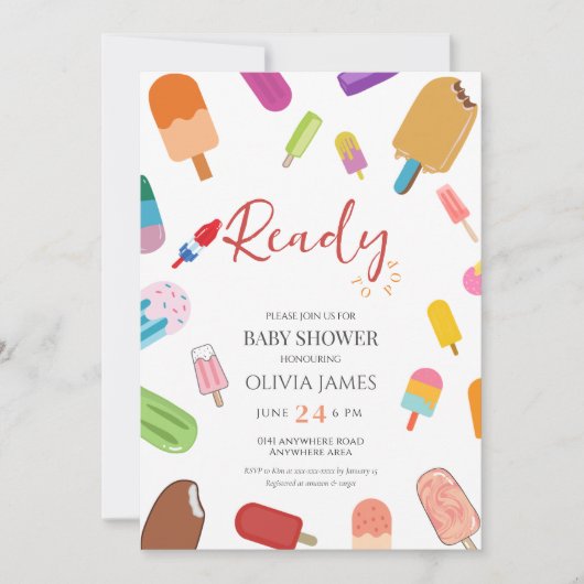 Ice cream thema baby shower kaart (Voorkant)