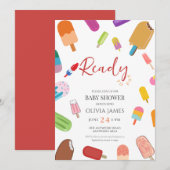 Ice cream thema baby shower kaart (Voorkant / Achterkant)