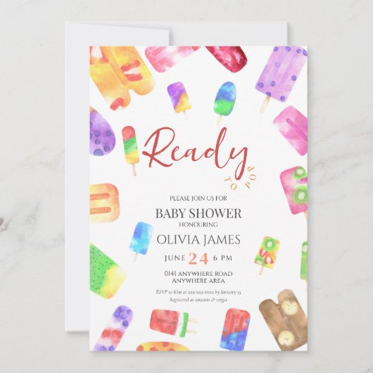 Ice cream thema baby shower kaart (Voorkant)