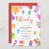 Ice cream thema baby shower kaart (Voorkant / Achterkant)