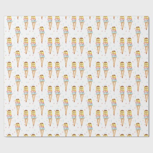 Ice Cream Theme Birthday, Editable Invitation Cadeaupapier (Vlak)