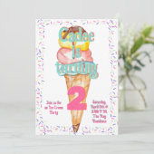 Ice Cream Theme Birthday, Editable Invitation Kaart (Staand voorkant)