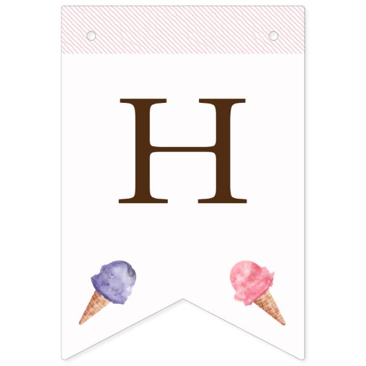 Ice Cream Theme Birthday Party Bunting Flags Vlaggetjes (Eerste vlag)