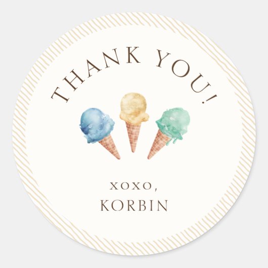 Ice Cream Theme Dank u Klassieke Sticker (Voorkant)