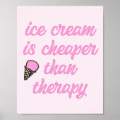 Ice Cream Therapy - Funny Summer Quote Poster (Voorkant)