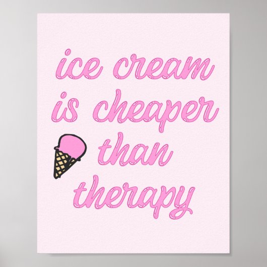 Ice Cream Therapy - Funny Summer Quote Poster (Voorkant)