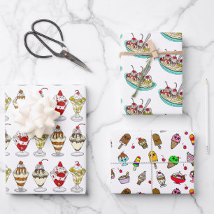 Ice Cream Thmed Birthday Inpakpapier Vel