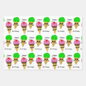 Ice Cream Thmed Birthday Party Inpakpapier Vel (Voorkant 3)