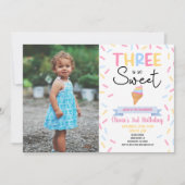 Ice Cream Three is lief 3e verjaardagsfeest Kaart (Voorkant)