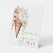 Ice Cream Toppings Sweets Sign Vrijgezellenfeest Reclamebord Met Voetstuk (Voorkant)