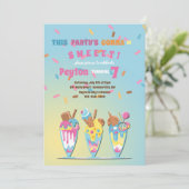 Ice Cream trakteert op verjaardagsuitnodigingen Kaart (Staand voorkant)