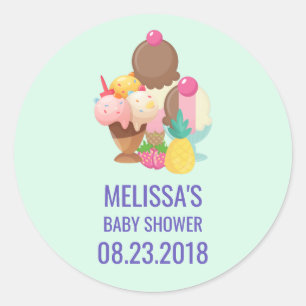 Ice Cream Trio Neopolitan Flavor Save the Date Ronde Sticker