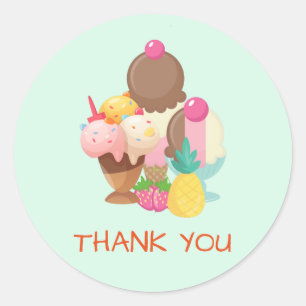 Ice Cream Trio Neopolitan Flavour Bedankt Ronde Sticker