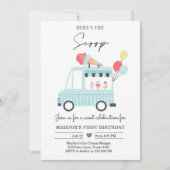 Ice Cream Truck, 1e verjaardag nodigt Jongen Scoop Kaart (Voorkant)