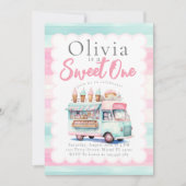 Ice Cream Truck 1e Verjaardag Pink Sweet One Kaart (Voorkant)