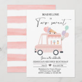 Ice Cream Truck 2e verjaardag Noteer Roze Twee zoe Kaart (Voorkant / Achterkant)