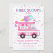 Ice Cream Truck 3 Scoops of Fun 3rd Birthday Kaart (Voorkant)