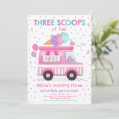Ice Cream Truck 3 Scoops of Fun 3rd Birthday Kaart (Staand voorkant)