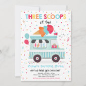 Ice Cream Truck 3 Scoops of Fun 3rd Birthday Kaart (Voorkant)