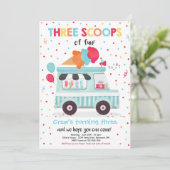 Ice Cream Truck 3 Scoops of Fun 3rd Birthday Kaart (Staand voorkant)
