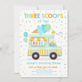 Ice Cream Truck 3 Scoops of Fun 3rd Birthday Kaart (Voorkant)