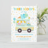 Ice Cream Truck 3 Scoops of Fun 3rd Birthday Kaart (Staand voorkant)
