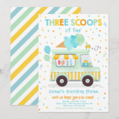 Ice Cream Truck 3 Scoops of Fun 3rd Birthday Kaart (Voorkant / Achterkant)