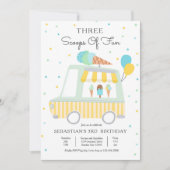 Ice Cream Truck 3 Scoops of Fun 3rd Birthday Kaart (Voorkant)