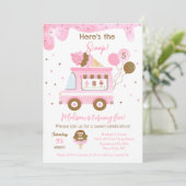 Ice Cream Truck 5th 4th Birthday Party Save The Date (Staand voorkant)