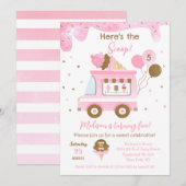 Ice Cream Truck 5th 4th Birthday Party Save The Date (Voorkant / Achterkant)