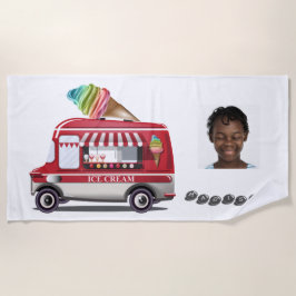 Ice Cream Truck aangepaste naam & foto strand hand Strandlaken